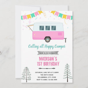 invitación de picnic feliz campista
