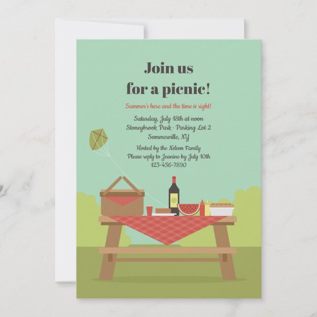 Invitación de picnic vintage (Anverso)