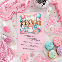 Invitación de pijamada de cumpleaños para niñas