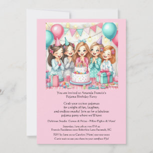 Invitación de pijamada de cumpleaños para niñas