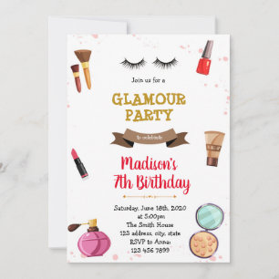 invitación de pijamada en spa de maquillaje