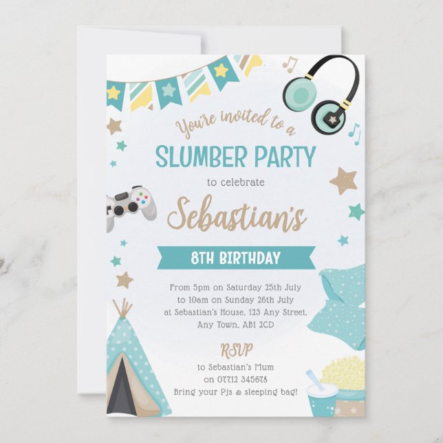 Invitación de pijamada en tipi para niños - Fiesta (Anverso)