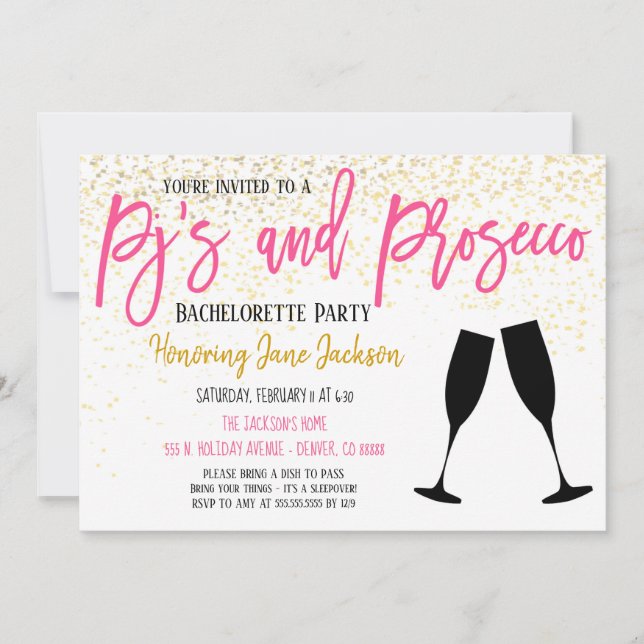 Invitación de pijamas y prosecco (Anverso)