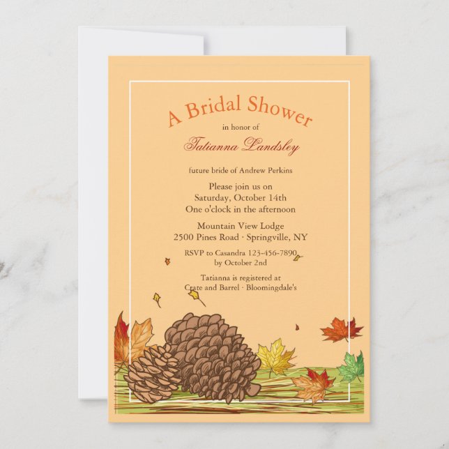 Invitación de piñas de otoño (Anverso)