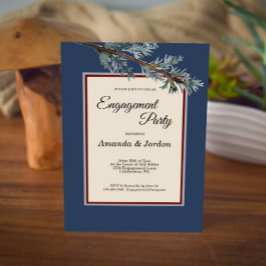 Invitación de Pine Blue Winter Engagement Party