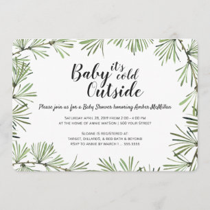 Invitación de Pine Needles Winter Baby Shower