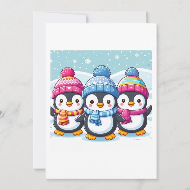 Invitación de Pingüinos Felices y Lindos (Anverso)