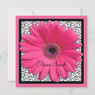 Invitación de Pink Gerbera Daisy Bat Mitzvah