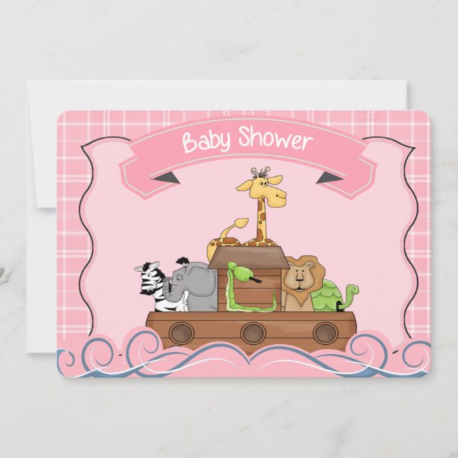Invitación de Pink Noah en Baby Shower (Anverso)
