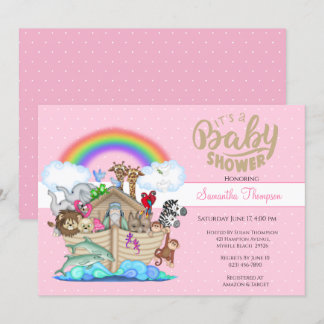 Invitación de Pink Noah en Baby Shower