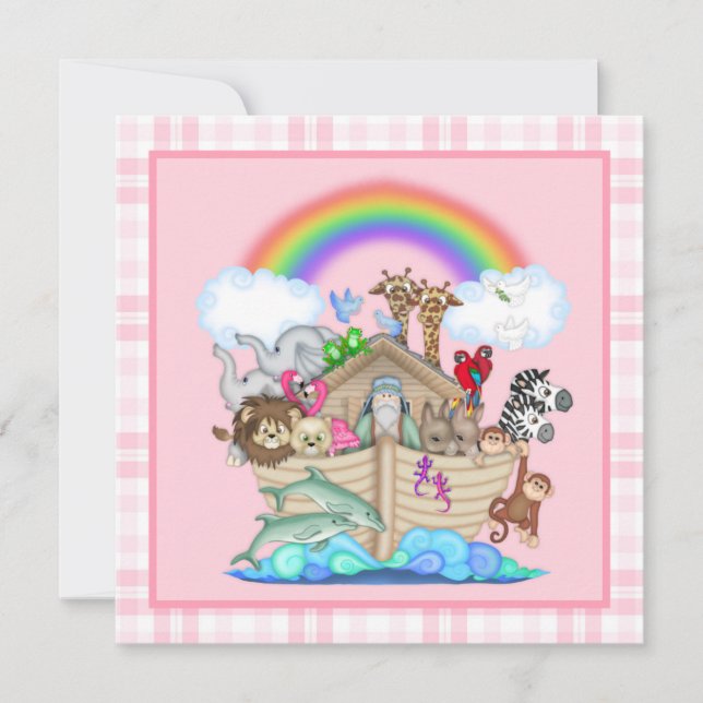 Invitación de Pink Noah en Baby Shower (Anverso)