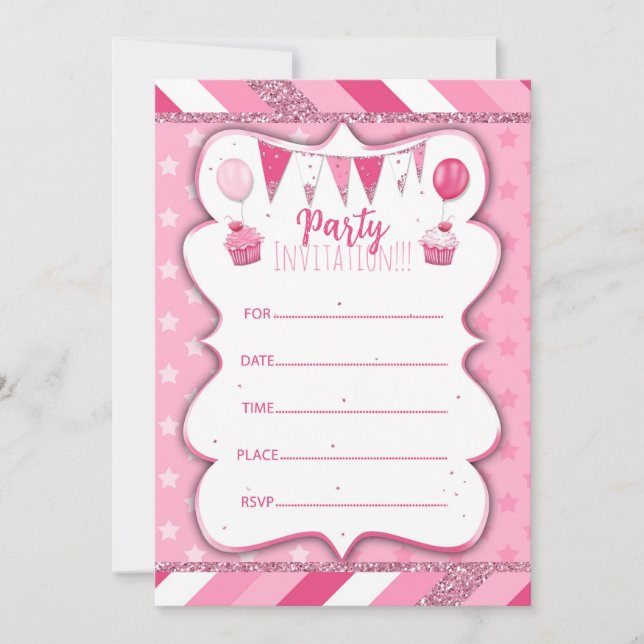 Invitación de Pinky Party a escribir a mano para c (Anverso)