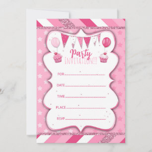 Invitación de Pinky Party a escribir a mano para c