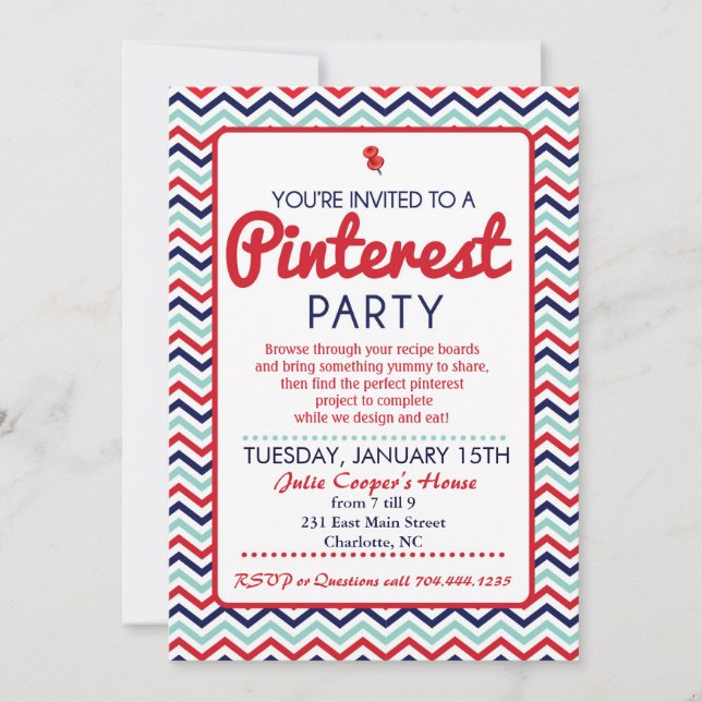 Invitación de Pinterest Party (Anverso)