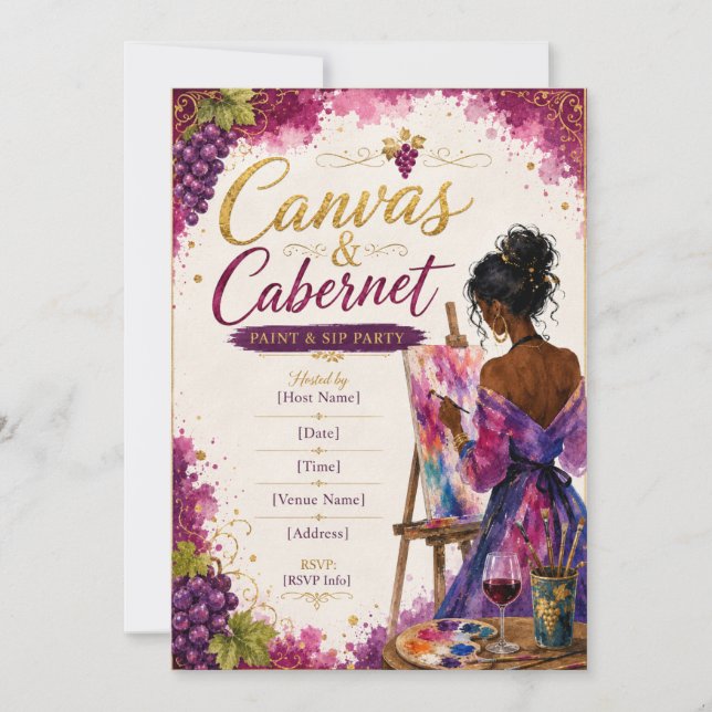 Invitación de pintura y bebida con Canvas & Cabern (Anverso)