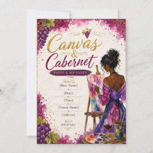Invitación de Pintura y Brindis Canva y Cabernet