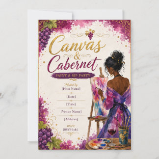 Invitación de Pintura y Brindis Canva y Cabernet