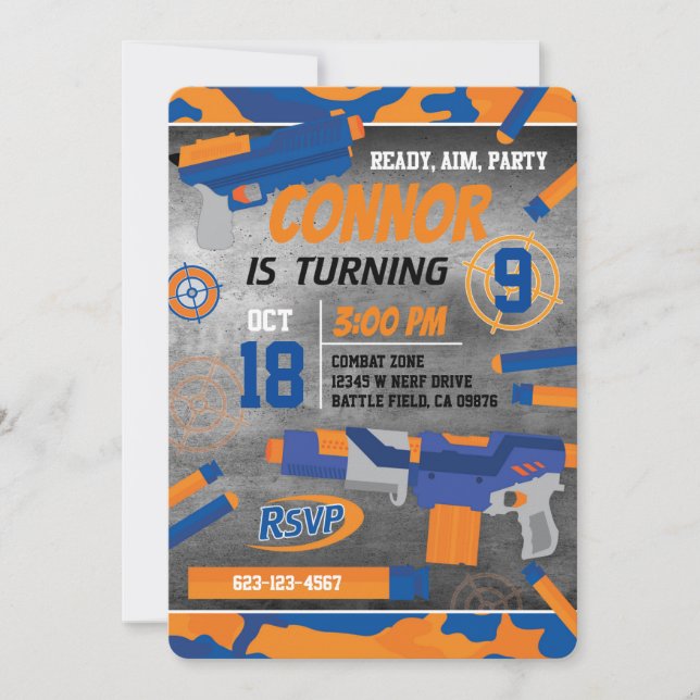 Invitación de pistola de dardos (Anverso)