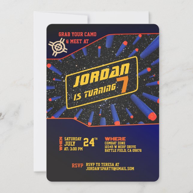 Invitación de pistola de dardos (Anverso)