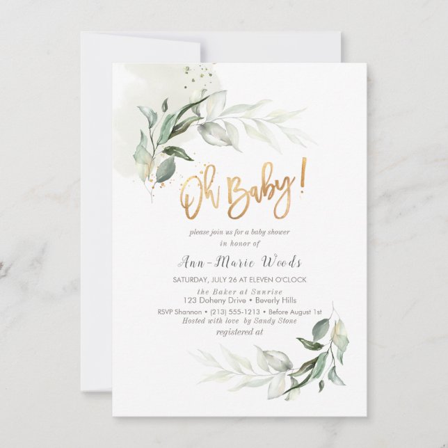 Invitación de PixDezines de baby shower de vegetac (Anverso)