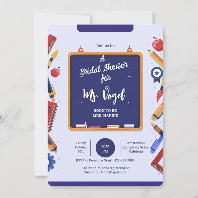 Invitación de Pizarra de Escuela (Anverso)