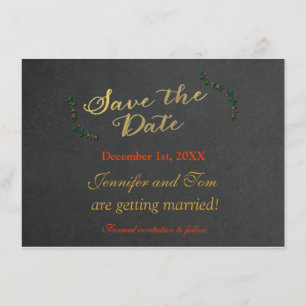 Invitación de pizarra de Navidad con acebo Guardar