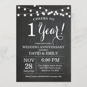 Invitación de pizarra para 1er aniversario de boda