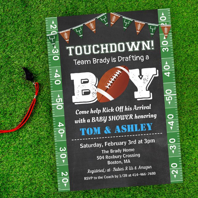Invitación de pizarra para baby shower de fútbol a (Subido por el creador)