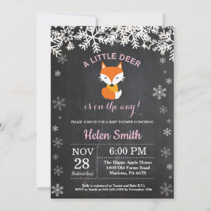 Invitación de pizarra para baby shower de niña zor