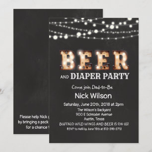 Invitación de pizarra para fiesta de cerveza y pañ