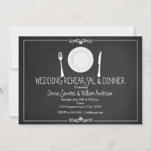 Invitación de pizarra vintage para ensayo de cena