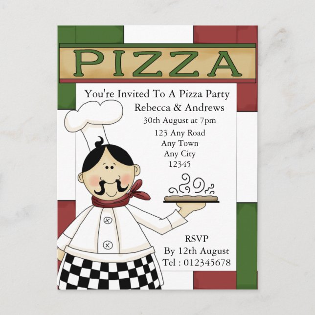 Invitación de Pizza Party (Anverso)