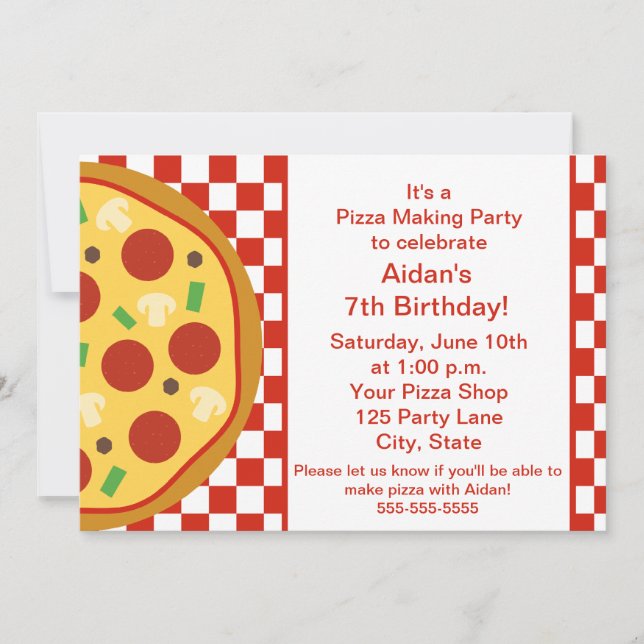 Invitación de Pizza Party (Anverso)