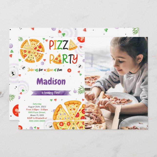 Invitación de Pizza Photo (Anverso / Reverso)