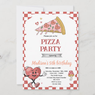 invitación de pizza retro te amo a los dos