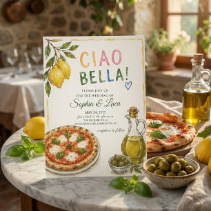 Invitación de Pizza y Aceite de Oliva Italiana de 