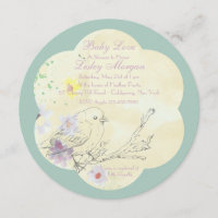 Invitación de PK Baby Shower del pájaro de bebé de