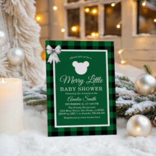 Invitación de Plaid Verde para Baby Shower Alegre