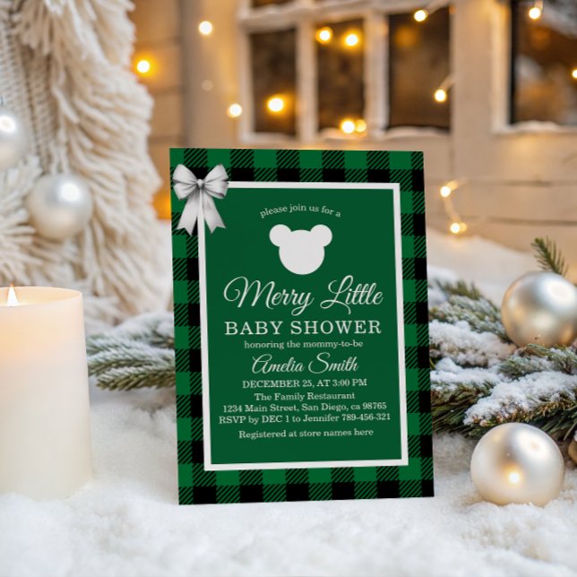 Invitación de Plaid Verde para Baby Shower Alegre (Subido por el creador)
