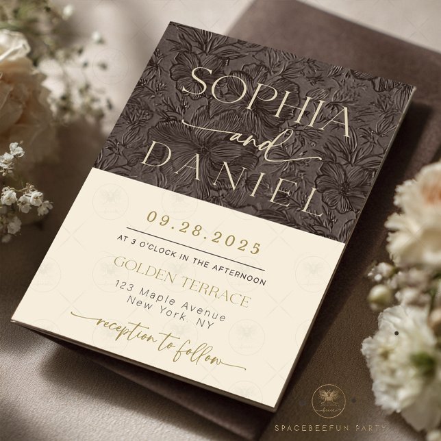 Invitación de plantilla de boda de Mocha de Chocol (Elegant Chocolate Mocha Wedding Templat invitation)