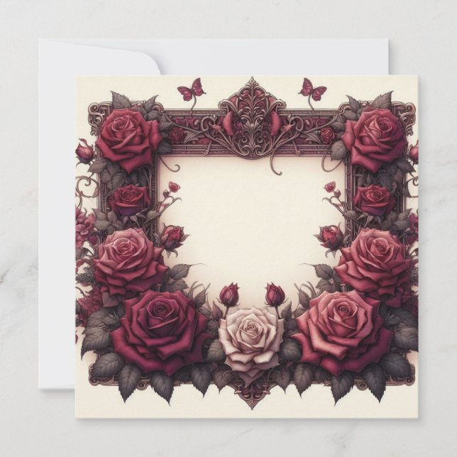 Invitación de plantilla de tarjeta blanca floral r (Anverso)