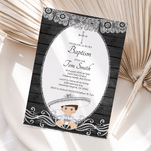 Invitación de plata al bautismo de Charro