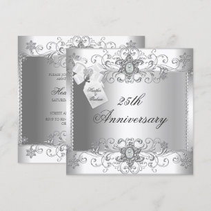 Invitación de plata con diamante blanco del 25 ani