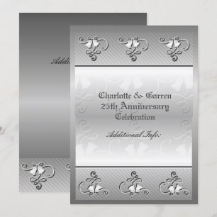 Invitación de plata con monograma para 25º anivers