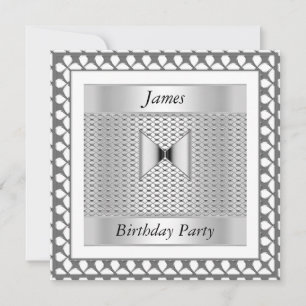 Invitación de plata de fiesta de cumpleaños para h