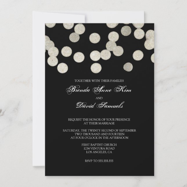 Invitación de plata de la boda del purpurina (Anverso)