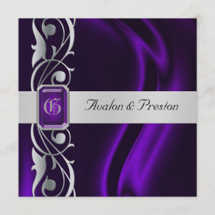 Invitación de plata de seda púrpura de la perla de