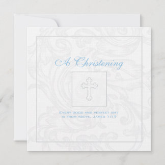 Invitación de plata del bautizo del muchacho de la