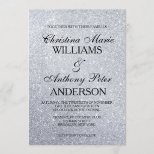 Invitación de plata elegante de la boda del