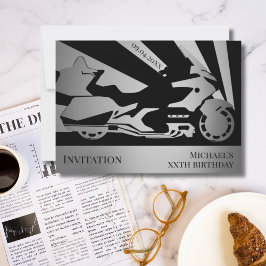 Invitación de plata en evento de cumpleaños con te